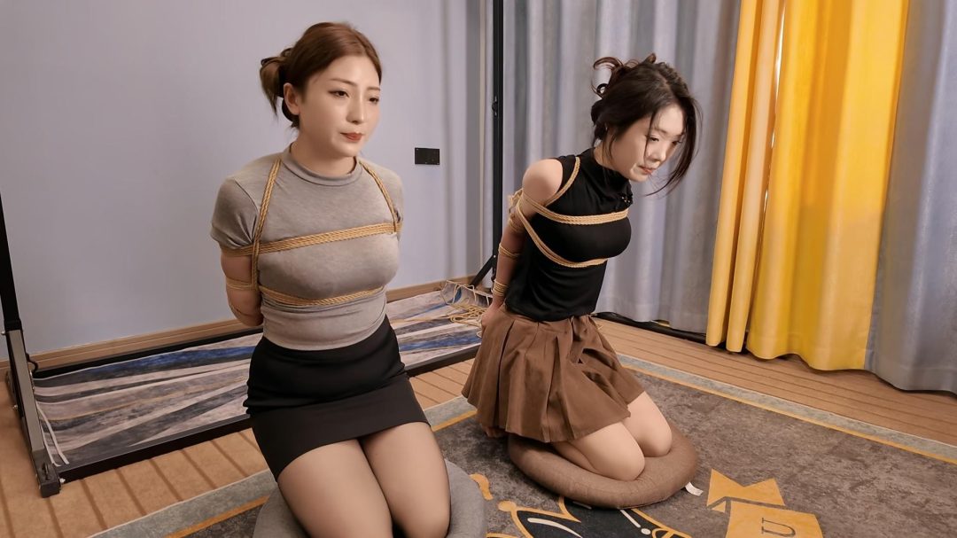 紧缚小夏与佳佳 后手观音 直臂 鞭打 跪 调-2