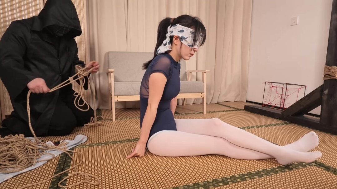 【嗷嗷】【舞蹈服】后手缚捆绑白丝舞蹈服蒙眼挣扎-1