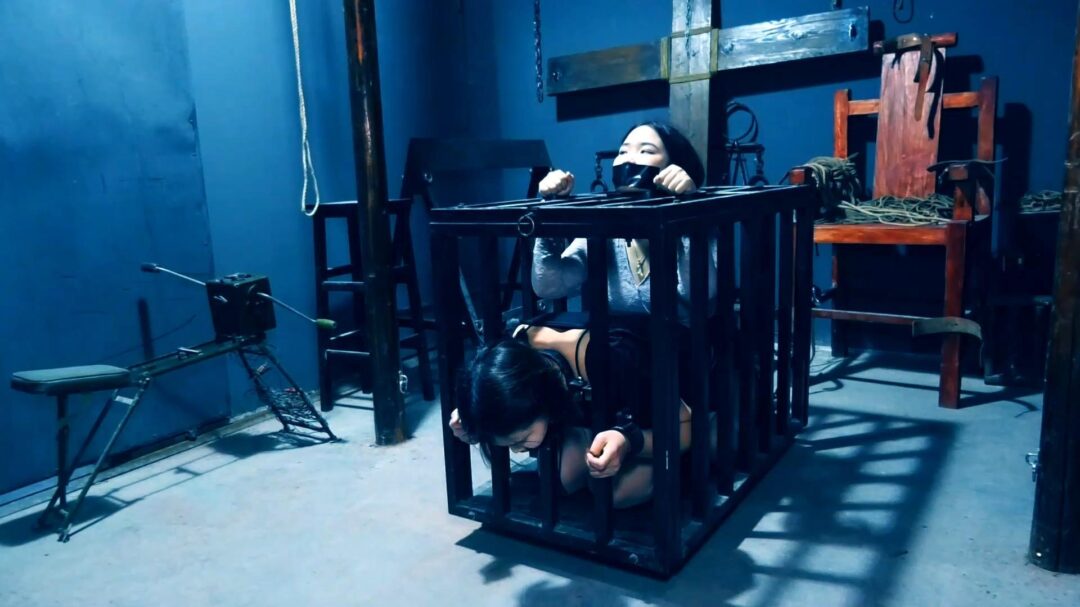 定拍转公映《塑料姐妹》第四集 两姐妹被金主爸爸关在一个笼子里折磨又戴上金属枷鞭打折磨她们-3