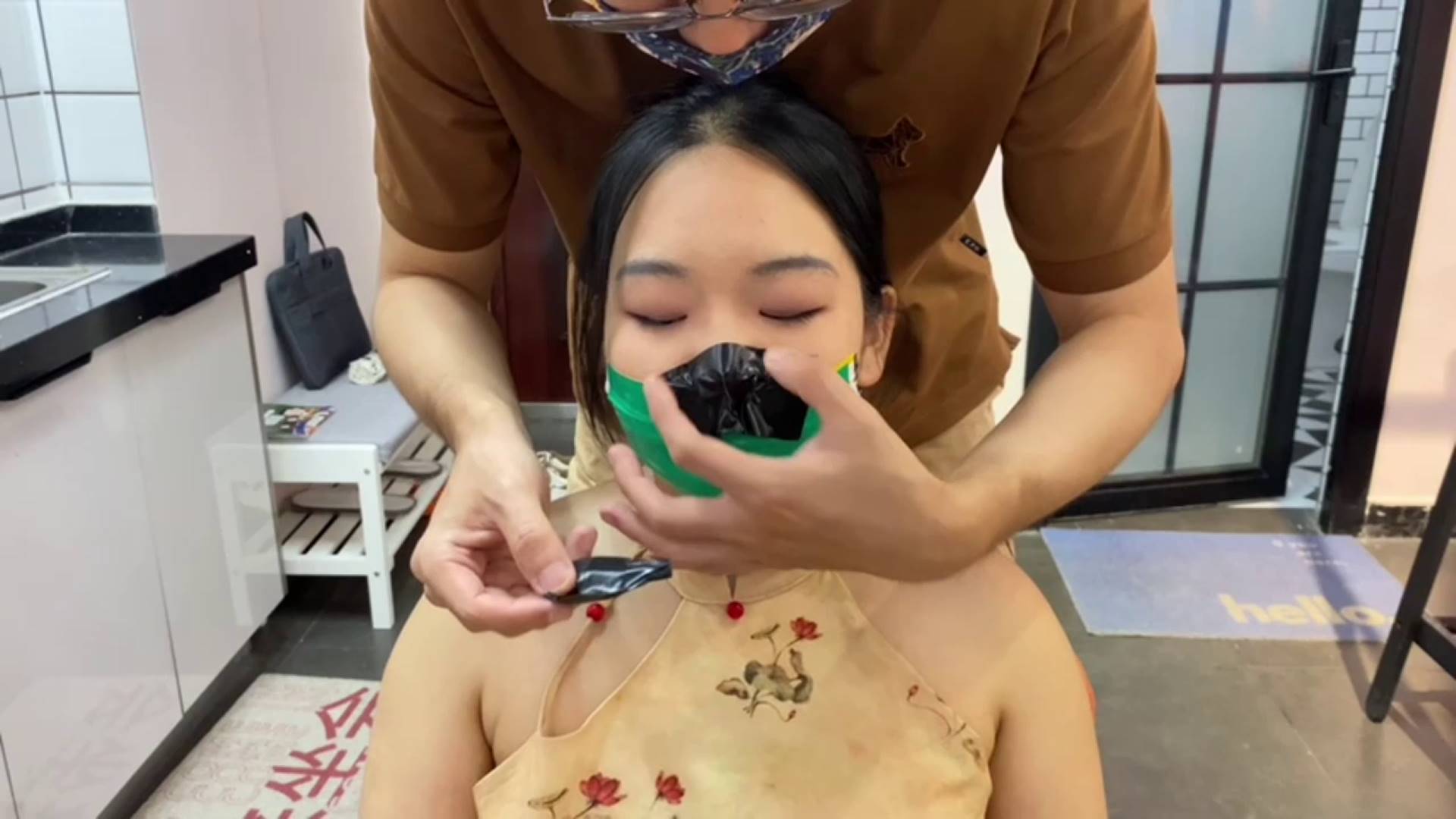 小姿7层胶带封嘴，肉丝+黑丝+灰丝套头-3