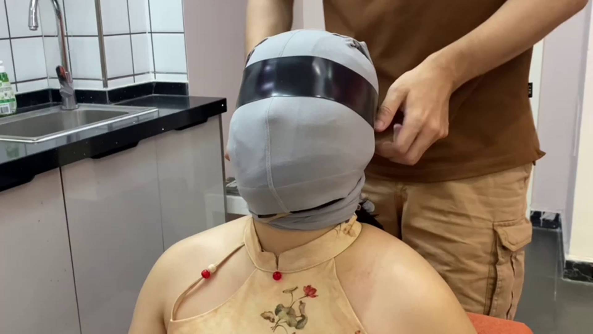 小姿7层胶带封嘴，肉丝+黑丝+灰丝套头-1