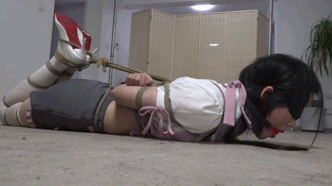 美女家教的噩梦第二部 逃跑未遂惨遭驷马捆绑。 口球，超紧白丝捆绑，口水不断，绝望挣扎-4