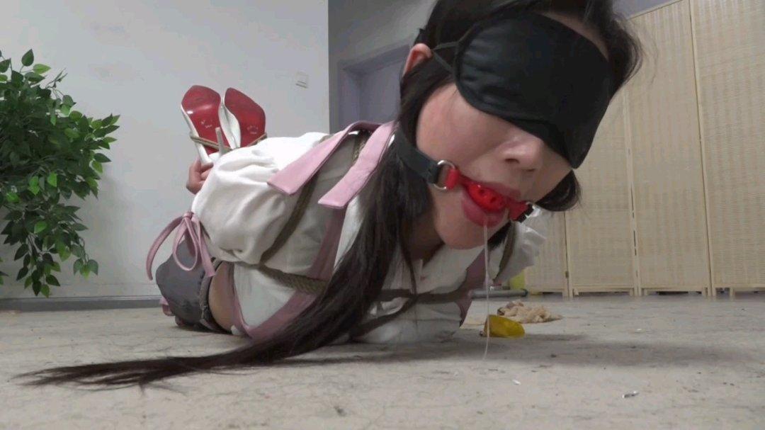 美女家教的噩梦第二部 逃跑未遂惨遭驷马捆绑。 口球，超紧白丝捆绑，口水不断，绝望挣扎-11