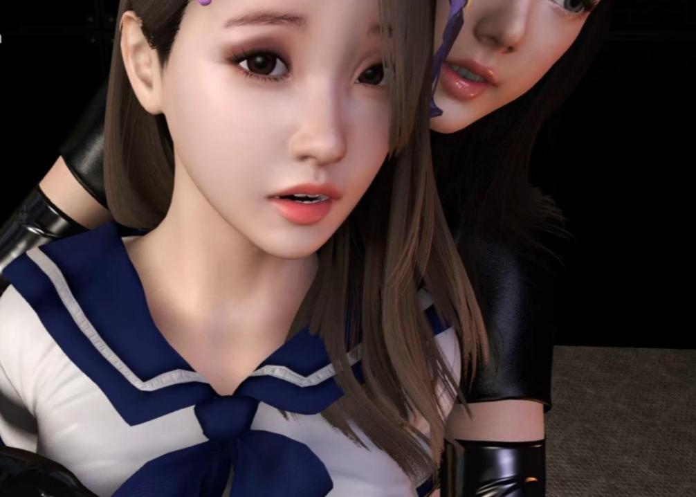 【尖刺木马上的少女】调教系列——学生妹的尖刺木马拘束铁链套装，双人激吻捆绑，超大口球堵嘴，白丝学生装-2