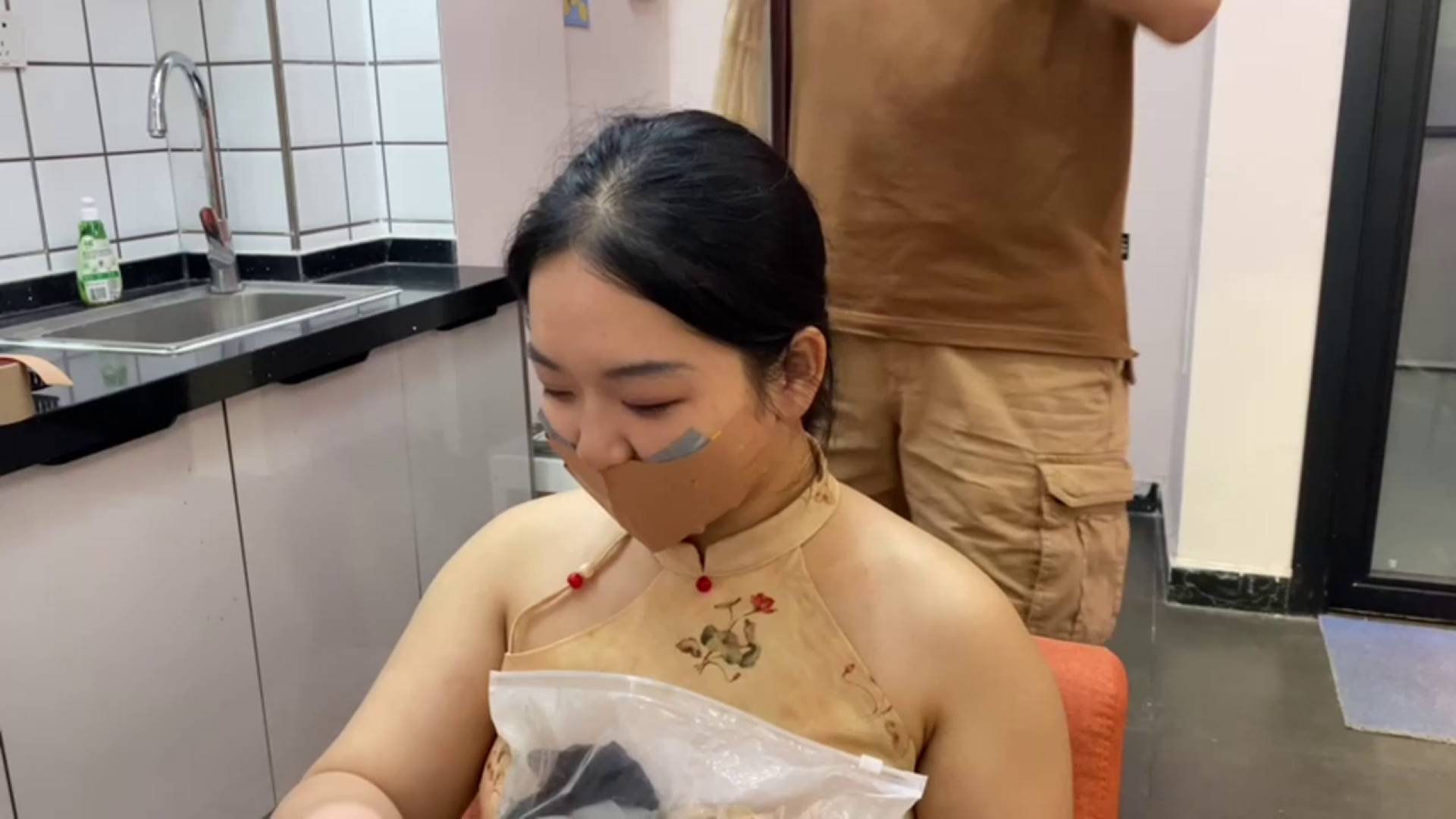 小姿7层胶带封嘴，肉丝+黑丝+灰丝套头-6