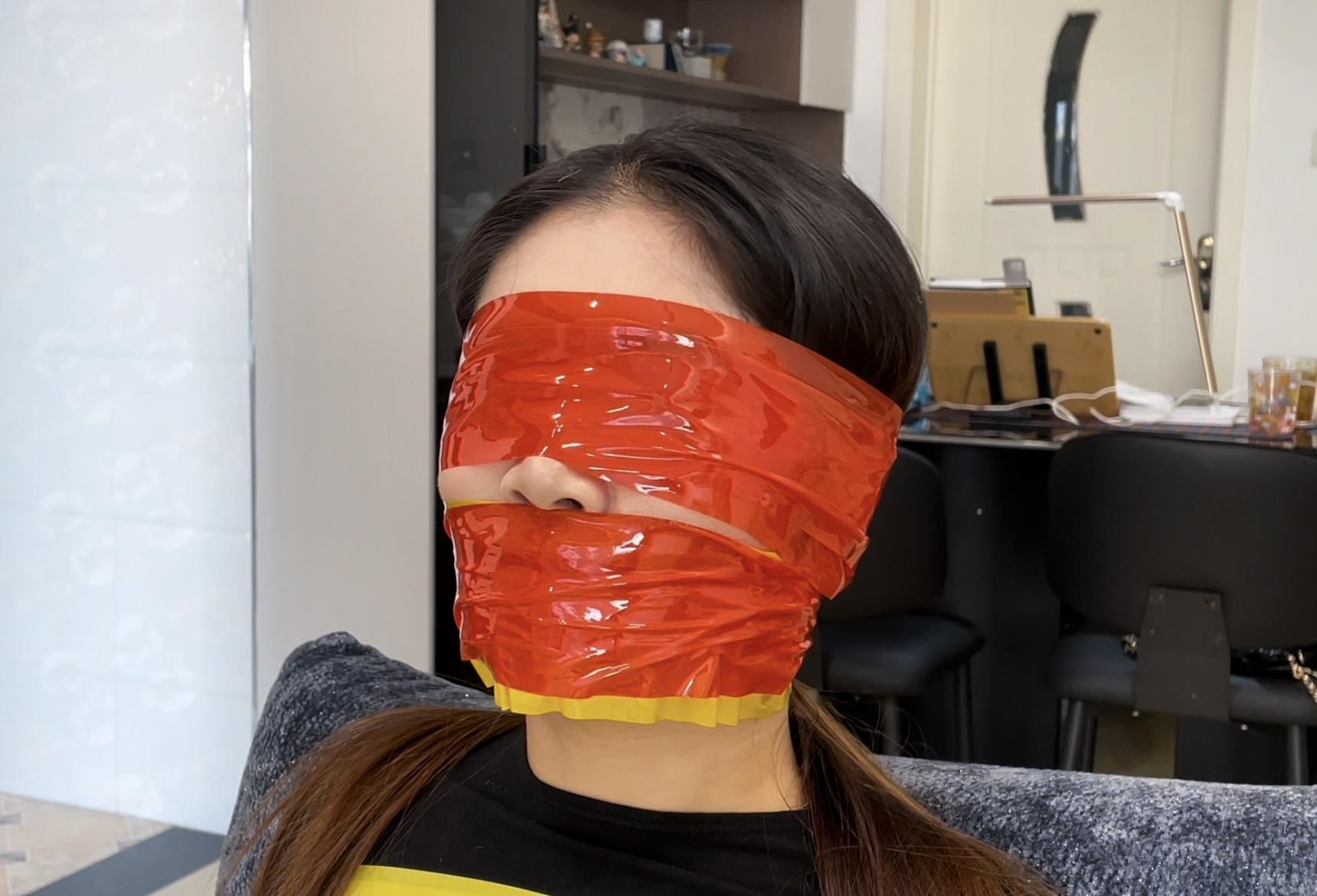 【缚艺录】【小河】双色胶带的封嘴与束缚-3