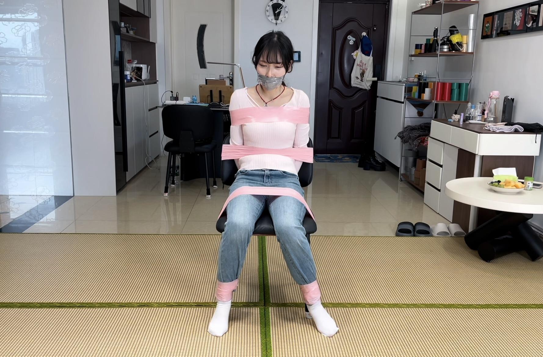 【缚艺录】【小羽】新模小羽，日系清纯女生的胶带捆绑-5